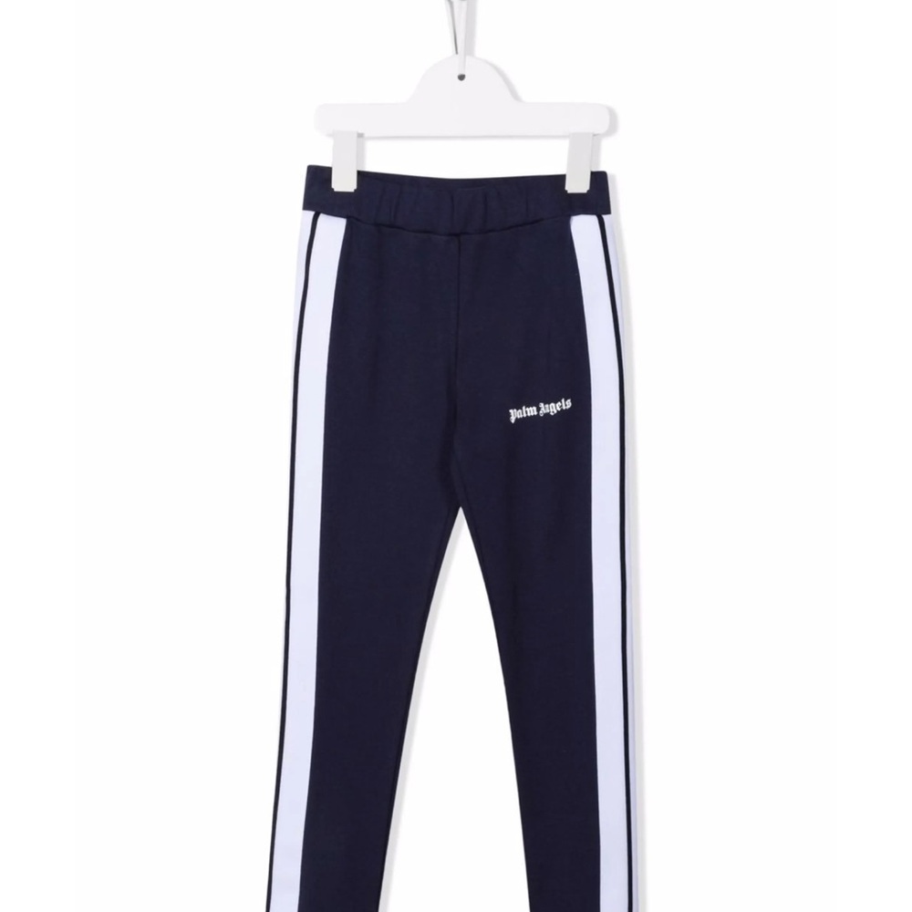 Palm Angels Kids Dark Blue Joggers with White Stripes